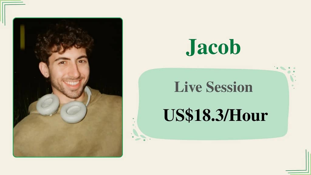 Jacob, an affordable online personal trainer, offering live sessions for US$18.3 per hour.